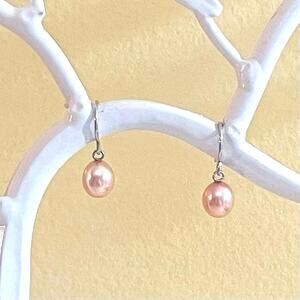 Earrings Sterling Silver Pearl HONORA PINK Hook Cultured Classic Freshwater